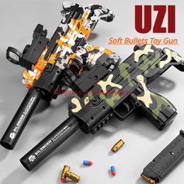 UZI Soft Bullets Toy Gun Shell Ejected Launcher Outdoor Cs Pubg Game Prop Foam Dart With Red Dot Look Real Moive Prop Collection Birthday Gifts for Boys Fidgets Toys