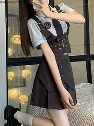 Clothing Sets School Fashion Cheerleader Kawaii Girl Mini Autumn Pleated Korean Vest Shirt Women 2024 Set Japanese And Uniform Cute