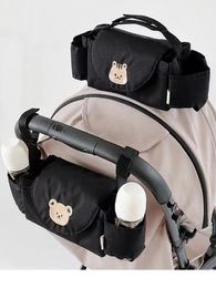Stroller Parts Baby Hanging Bag Cartoon Bear Storage Basket Roller
