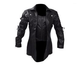 Men039s Jacket Fashion Vintage Leather Jackets Biker Motorcycle Zipper Long Sleeve Coat Top Blouses High Quality Mens Overcoat 5770261