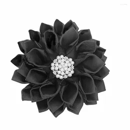 Brooches Solid Pure Black Silk Fabric Ribbon Corsage Layer Flower Brooch Pin Jewellery