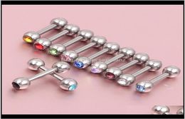 Stud Earrings Jewellery Drop Delivery 2021 100Pcs Mix Rhinestone Crystal 316L Steel Tragus Helix Earring Ear Studs Barbell Bar Ring 6577566