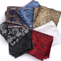 Bandanas Durag Pocket Square Handheld Mens Retro Flower Printed Silk Handheld Party Pocket Square Business Set Hanky Accessories J240516