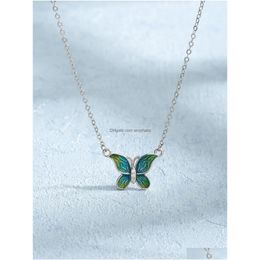 Pendant Necklaces 2023 European And American Retro S925 Sterling Sier Orange Butterfly Necklace Temperament High Grade Girl Drop Del Dhfcj