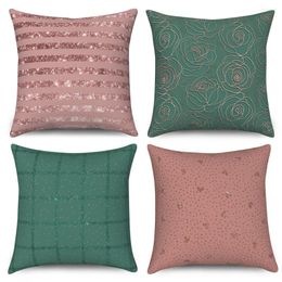 Pillow Pink Green Case Polyester Pillowcase Home Decor 3D Print Flower Cover Sofa Car Decorative Throw Pillows Covers