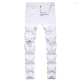 Men's Jeans Korean Version Of Foreign Trade With Holes Slim Fit And Small Feet. Teenage Mid Rise Pants Trendy Denim