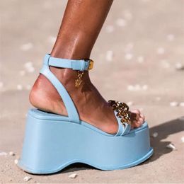 leather high sheepskin heels Sandals SHOES Thick bottom metal Square Toes catwalk Solid Sweet candy party wedding size 34-43 c9b2