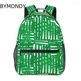 Backpack BYMONDY Unisex Lightweight Fashion Green Geometry Daypack Bags Men Women School Travel Notebook Large Capacity Rucksack