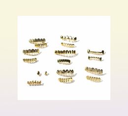 Mens Gold Grillz Teeth Set Fashion Hip Hop Jewellery High Quality Eight 8 Top Tooth Six 6 Bottom Grills5028767