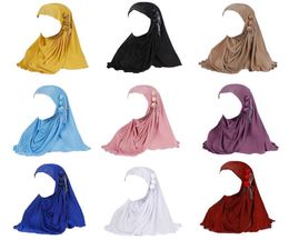 Women Muslim Hijab Cap Long Head Scarf Wrap Silk Flower Tassels Turban Hat M7DD5300804