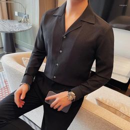 Men's Casual Shirts Social Dress Spring High Quality Turn Down Collar Long Sleeve For Men Slim Fit Business Work Wear