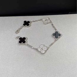highend jewelry bracelet gifts for loved ones High Clover Flower Bracelet Silver Black with Original vancley