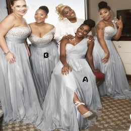 Luxury Shining One Shoulder A-Line Chiffon Crystal Beading Bridesmaid Dresses Lace Wedding Party Bridesmaid Gowns Africa Nigeria Girl 2780