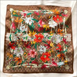 Flower Charm Scarf Exquisite Printed Womens Square Scarf Shawl Soft Comfortable High Quality Scarf Elegant Temperament Womens Exclusive Scarf Size 50 X 50cm