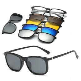 6 In 1 Custom Men Women Polarised Optical Magnetic Sunglasses Clip Magnet Clip on Sunglasses Clip on Sun Glasses Frame 240430