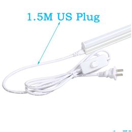 Other Lighting Accessories T5 T8 Connector Cabl 3 Pin 150Cm Us Eu Plug With Switch Power Cord Extension For Integrated Led Tube Drop D Dhqf8