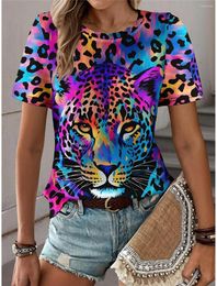 Women's T Shirts Tiger Print T-shirt For Women Summer Fashion Short-sleeved Round Neck Oversized Shirt Casual Clothes