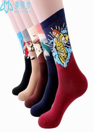 12 Pairs Per Set Oil Painting European and American Women039s Socks Fashion Men039s and Women039s Stockings Direct s1032301