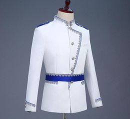 Men039s Suits Blazers Men Floral Suit European Royal Gown Show Prince Stage Costumes Luxury Clothing White England Style3784122