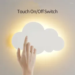 Wall Lamp LED Cloud Touch On/Off Switch Modern Living Room Girl Children's Bedroom Kids Minimalist Decoration White Dimming 220V