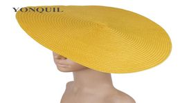 Stingy Brim Hats 35 CM Big Size Ladies Fascinator Base Imitation Straw Millinery Cap For Women Wedding DIY Hair Accessories Bride 2080078