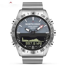 Men Dive Sports Digital watch Mens Watches Military Army Luxury Full Steel Business Waterproof 200m Altimeter Compass NORTH EDGE 279v