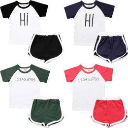 Clothing Sets Kids Boy Clothing Set T-shit+Shorts For Girl Sports Suit Korean Style Boys Clothing Children Letter Cotton Hot Sale Kindergarten Y240515