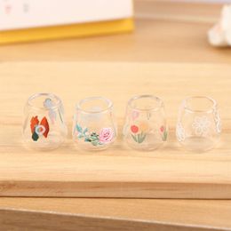 4Pcs/set Dollhouse Miniature Clear Glass Cups Model Kitchen Furniture Accessories For Doll House Decoration Kids Play Toys