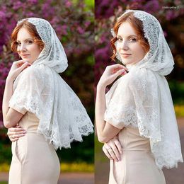 Bridal Veils Muslim Headscarf Bride Cover Lace Mantilla Women Cape Cloak