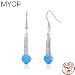 Dangle Earrings MYOP 925 Silver Gift Artificial Blue OPAL Stylish Small Ear Hook Temperature Attitude Occasions