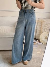 Women's Jeans Baggy Wide Leg Women Vintage Classic Blue High Waist Full Length Denim Pants Streetwear Spring 2024