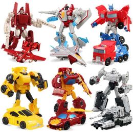 Other Toys 13CM conversion model childrens classic robot car action and digital plastic education toy I0301