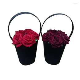 Evening Bags 2024 Designer Handbag Women Tote Bag Vintage Style Flowers Bucket Red Rose