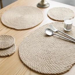 Table Mats Japanese Style Linen Woven Heat Insulation Pad Household Anti-scalding Placemat Mat