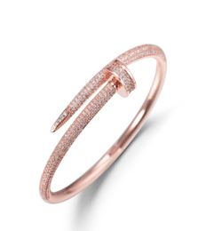 Top women gold bangle designer bracelets luxury full diamond tennis bracelet silver rose gold stainless steel classic Jewellery 17cm8466420