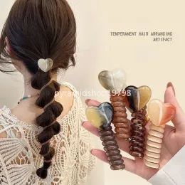 Woman Bubble Braid Senior Elastic Hairband Girls Heart Telephone Wire Hairpin Lady Hair Ties Ponytail Holder Hair Accessories