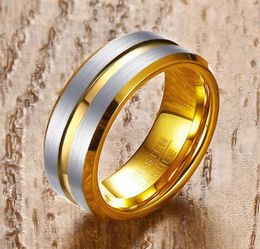 Wedding Rings Design Tungsten For Men GoldColor Fashion Men39s Jewellery Blue Male Boyfriend Anniversary Gift Support Engrave 8m3359448