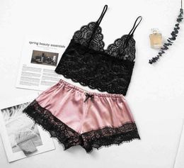 Sexy Lingerie Pyjama Set Black Lace 6 Colour SXXXL Sizes Summer Deep V Neck Sleeveless Pyjamas for Women Pyjama Pour Femme Q07066446096