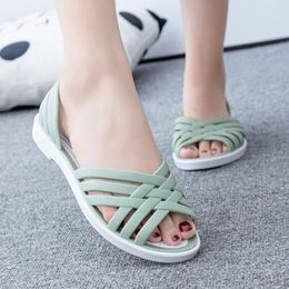 Sandals Summer Hollow Out Beach Shoes Fashion Outdoor Jelly Sandalias Mujer Flat Casual Comfortable Soft Sole Mom