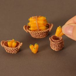 1 Set 1/12 Dollhouse Miniature Carrot Baskets Model Kitchen Food Accessories For Dolls House Decoration Kids Pretend Play Toys