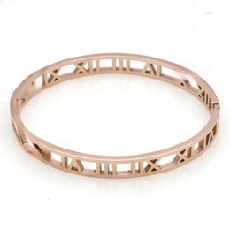 New Fashion Gold Romania Bangle Woman Titanium Steel Shackle Romania Bracelet Designer Jewelry Cuff Bangles Bracelets For Women 4Mm 7Mm 491 810