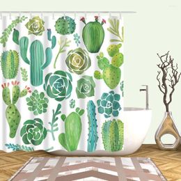 Shower Curtains Tropical Green Plant Cactus Pineapple Bathroom Curtain Bath Frabic Waterproof Polyester With Hooks