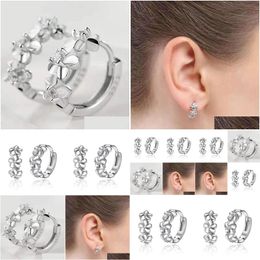 Dangle Chandelier Earrings Wholesale Fashion 925 Sterling Sier Small Flower Round Crystal Zircon Elegant Cute Women Charms Drop Delive Dhlby