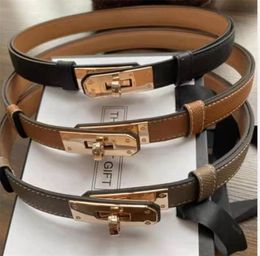 H belt luxury woman designer belts thin leather simple classical brown cinturones solid Colour soft small buckle exquisite clothes 8046258
