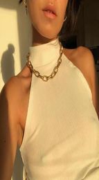 Chokers 2021 Fashion Paperclip Chain Necklace Women Retro Gold Colour Thick Lock Choker Necklaces For Jewellery Gift6913417