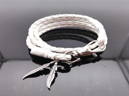 Link Chain Leather Bracelets For Women Wristband White Bracelet Men Plant Leaf Hand Wrap Braided Bangle Long 42CMLink LinkLink2470435