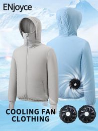 Men's Jackets Men Women Cooling Fan Hoodies Clothing Outdoor Workwear Long Sleeved Air-Conditioned USB Charging Sun Protection Coats Summer
