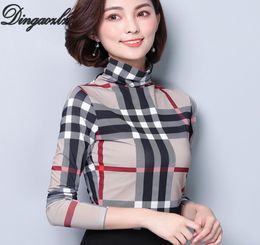 FashionDingaozlz korean new plus size 2018 lady tops elegant female long sleeve casual shirt fashion printed mesh women T shirt9458939