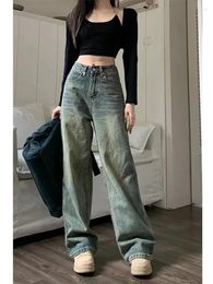 Women's Jeans American Vintage Straight Denim Trousers Female Y2K High Waist Loose Wide Leg Women Streetwear All-Match Casual Pants