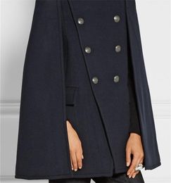UK Fall Winter Newest Runway Designer Women Oversized Wool Poncho Navy Cape Coat Female Cloak manteau femme abrigos mujer 2012109207910